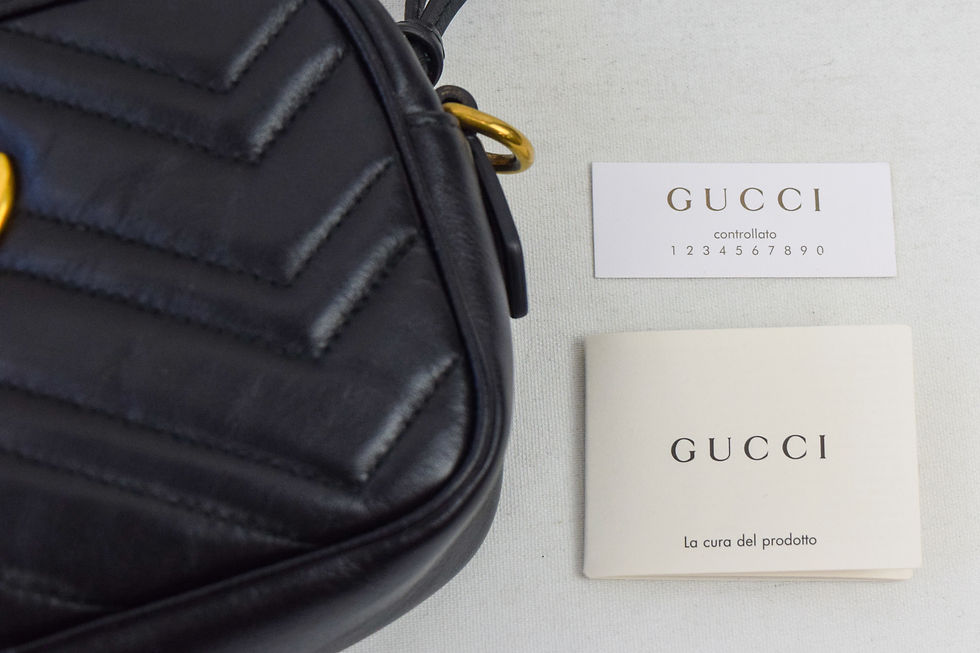 Thumbnail: GUCCI Matelasse Chevron Leather GG Marmont Shoulder Bag Mini Black Chain