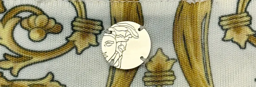 Miniatura: VERSACE COLLECTION Stretch Jersey Short Sleeve Top 40 Ecru Gold Hamsa Hand Print