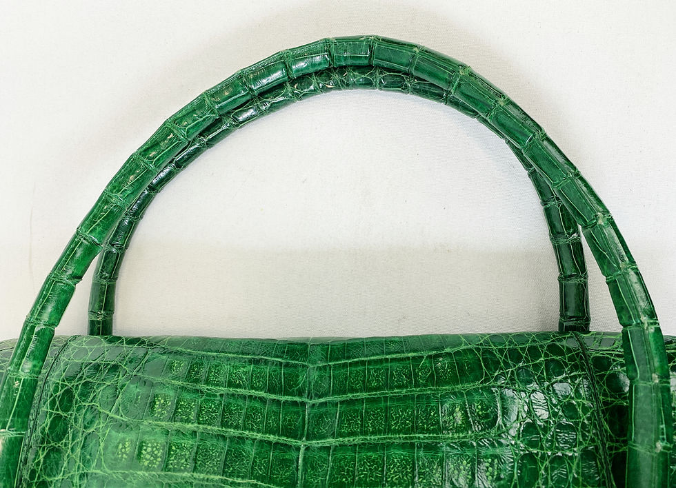 Hình thu nhỏ: NANCY GONZALEZ Green Crocodile Magnetic Flap Medium Satchel