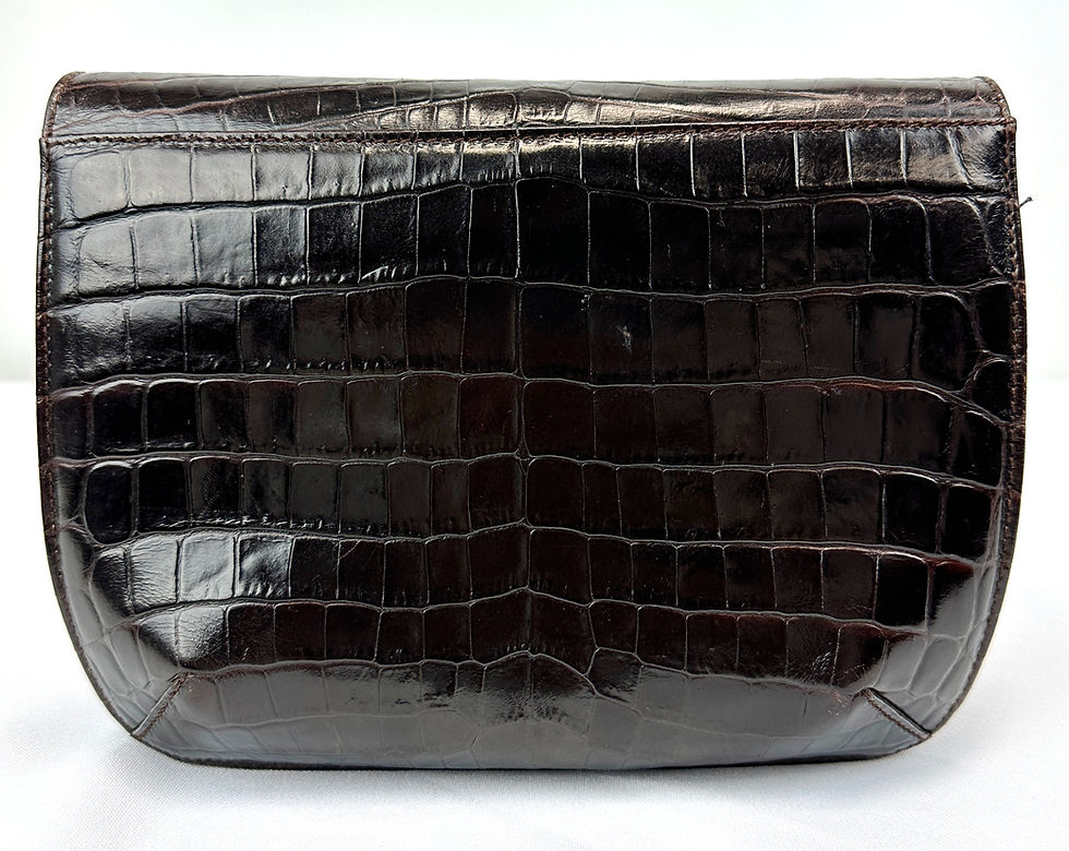 Hình thu nhỏ: SALVATORE FERRAGAMO Brown Crocodile Leather Square Crossbody Bag Shoulder