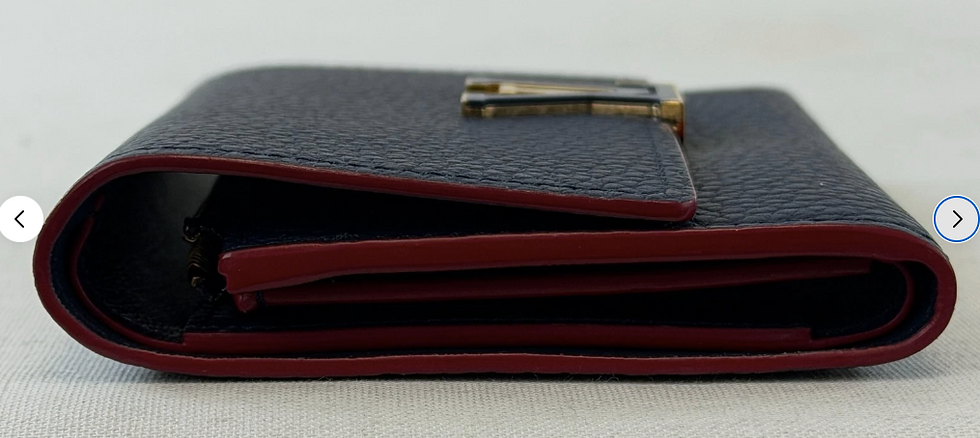 縮圖：LOUIS VUITTON Taurillon Leather Capucines Compact Wallet Blue Red Trim M63741