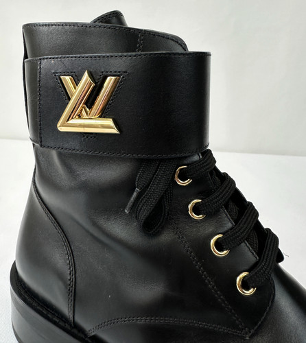 NEW LOUIS VUITTON Ankle Boots Wonderland Flat Ranger 37 Black Gold