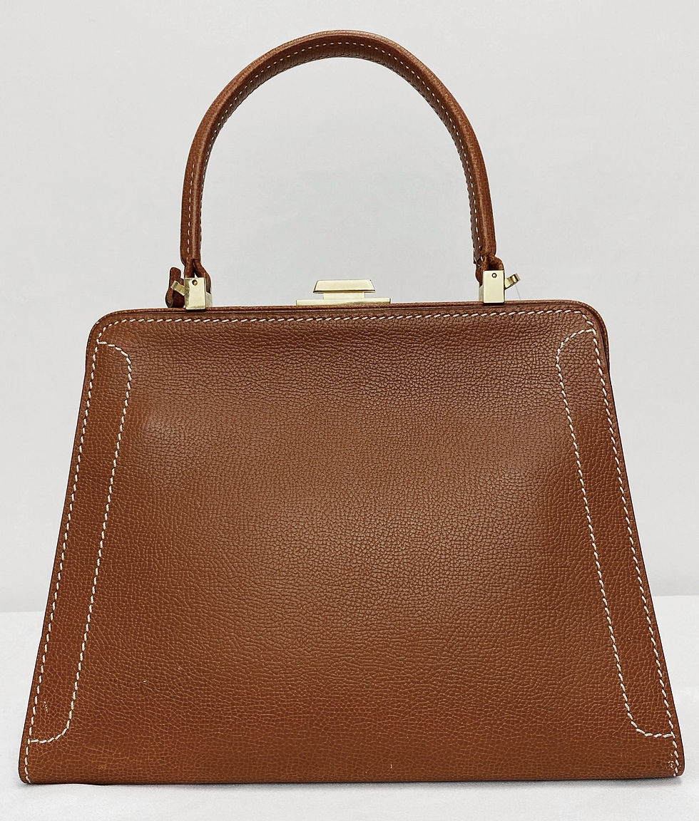 Hình thu nhỏ: Delvaux Vegetal Ivory Brown Leather Classico PM Jumping Handbag