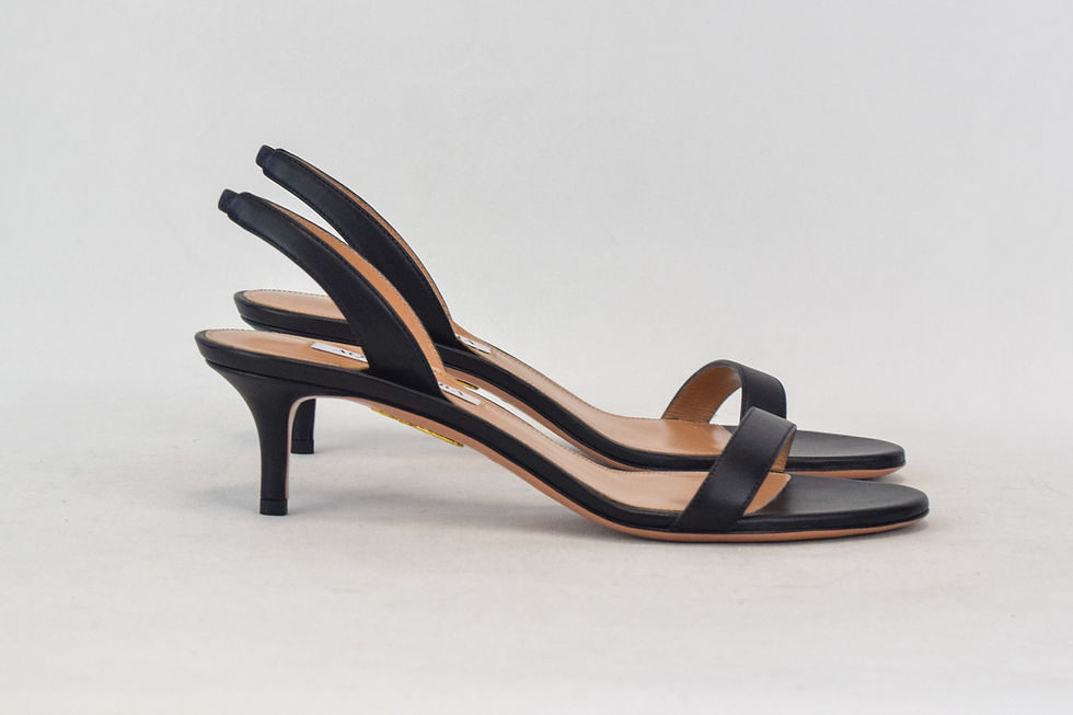 Hình thu nhỏ: AQUAZZURA So Nude 50 Leather Kitten Slingback Heels Sandals 39 Black