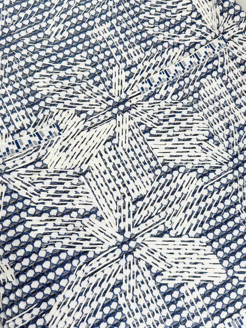 縮圖：CHANEL Sheath Dress 4 36 Blue White Textured Knit Bateau Neck Spring 2014