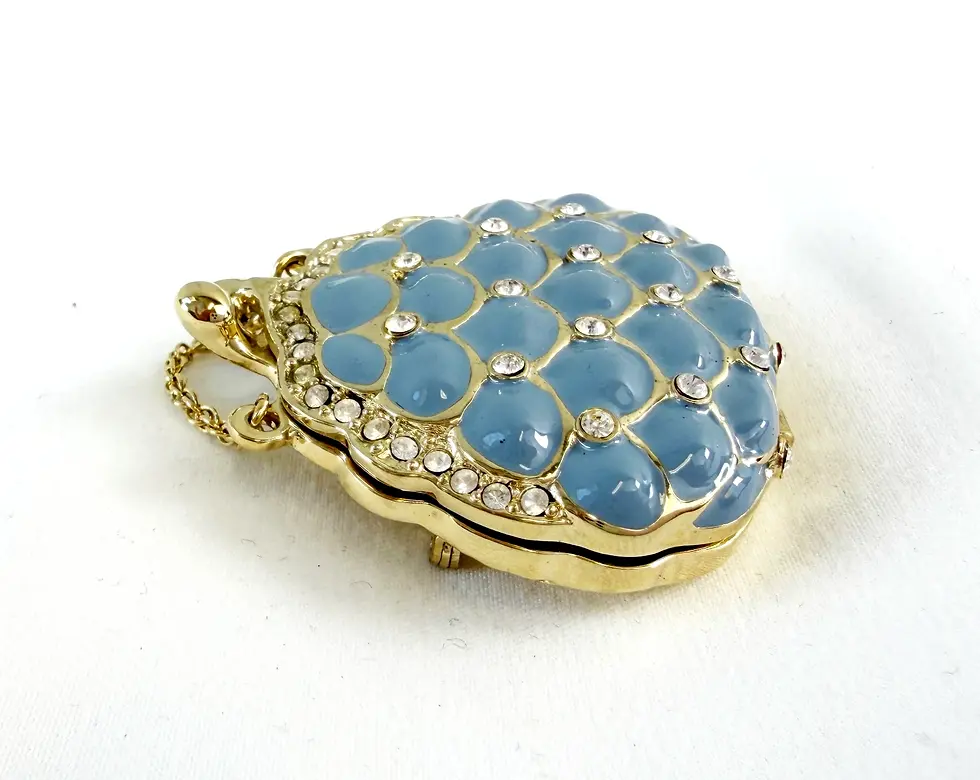 縮圖：NEW ST. JOHN Handbag Mini Brooch Blue Enamel Scales Crystals 24KGP Logo Enhancer