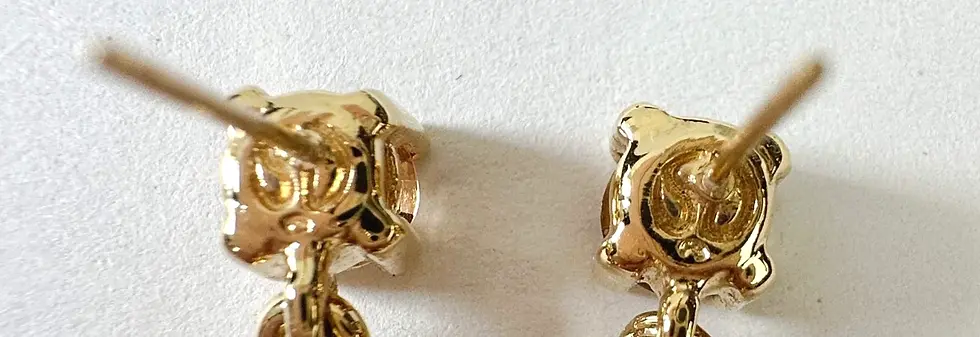 Thumbnail: NEW Vintage ST. JOHN Dangle Drop Earrings Stunning Rhinestones 22K Gold Plated