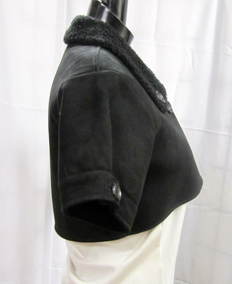 Thumbnail: BOTTEGA VENETA Black Suede Shearling Short Cropped Bolero Jacket 40 4