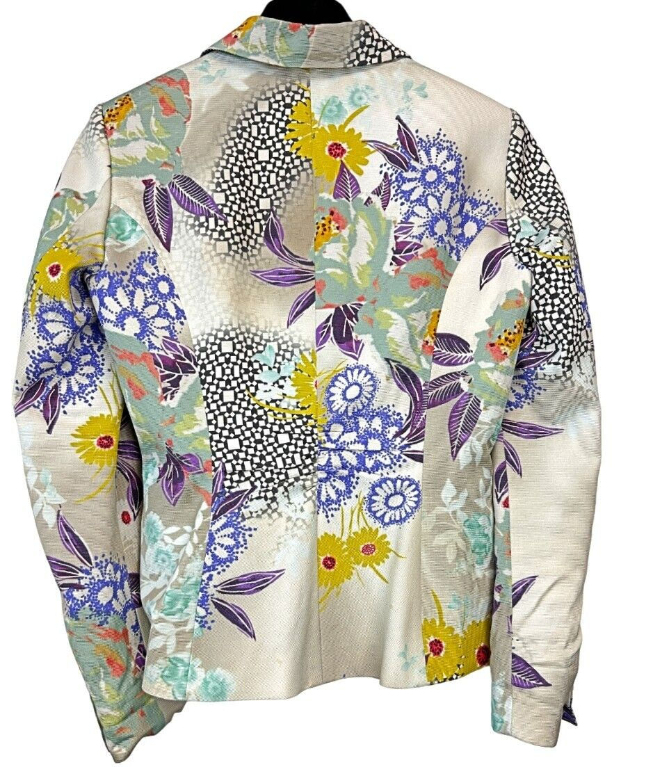 Hình thu nhỏ: ETRO Milano Rayon Blazer Jacket 44 8 Multicolor Floral Pattern Cinch Pockets