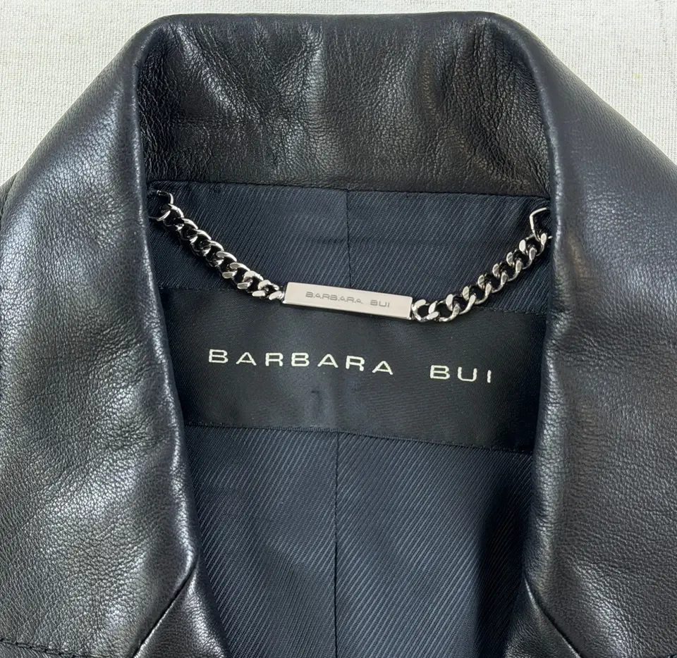 Thumbnail: BARBARA BUI Lambskin Leather Jacket Medium Black Flap Pockets Button Closure