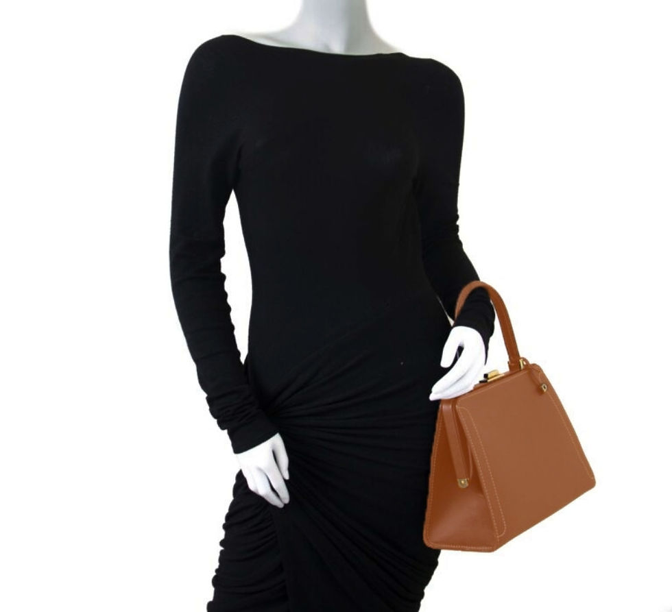 Miniatura: Delvaux Vegetal Ivory Brown Leather Classico PM Jumping Handbag