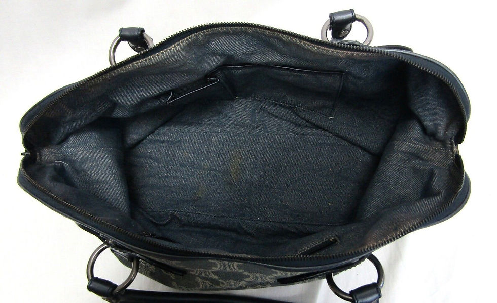 Hình thu nhỏ: Vintage CELINE Denim Triomphe Shimmery Fabric Satchel Handbag