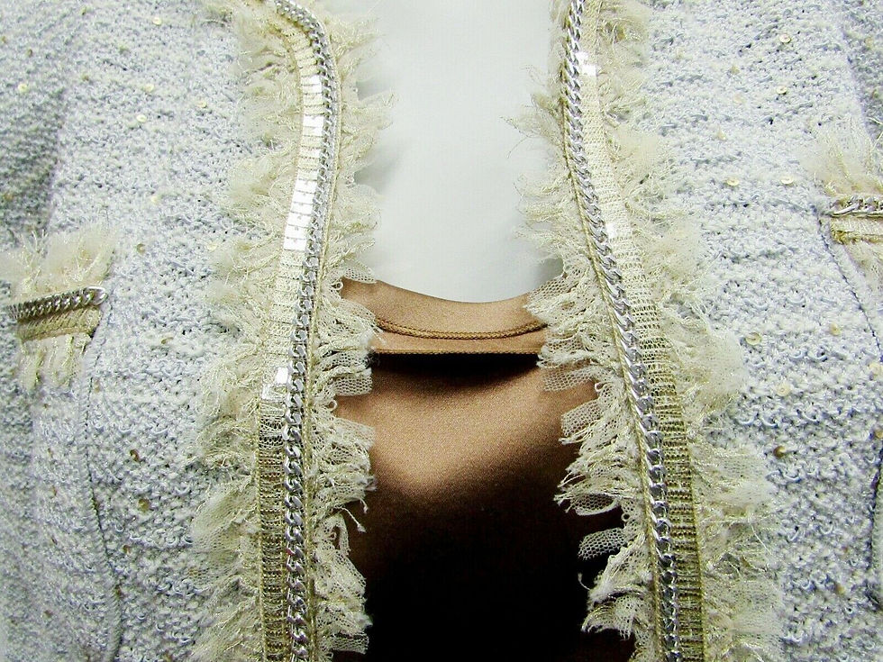 Thumbnail: ST. JOHN COUTURE Couture Light Blue Multicolor Tweed Silver Gold Sequin Jacket 6