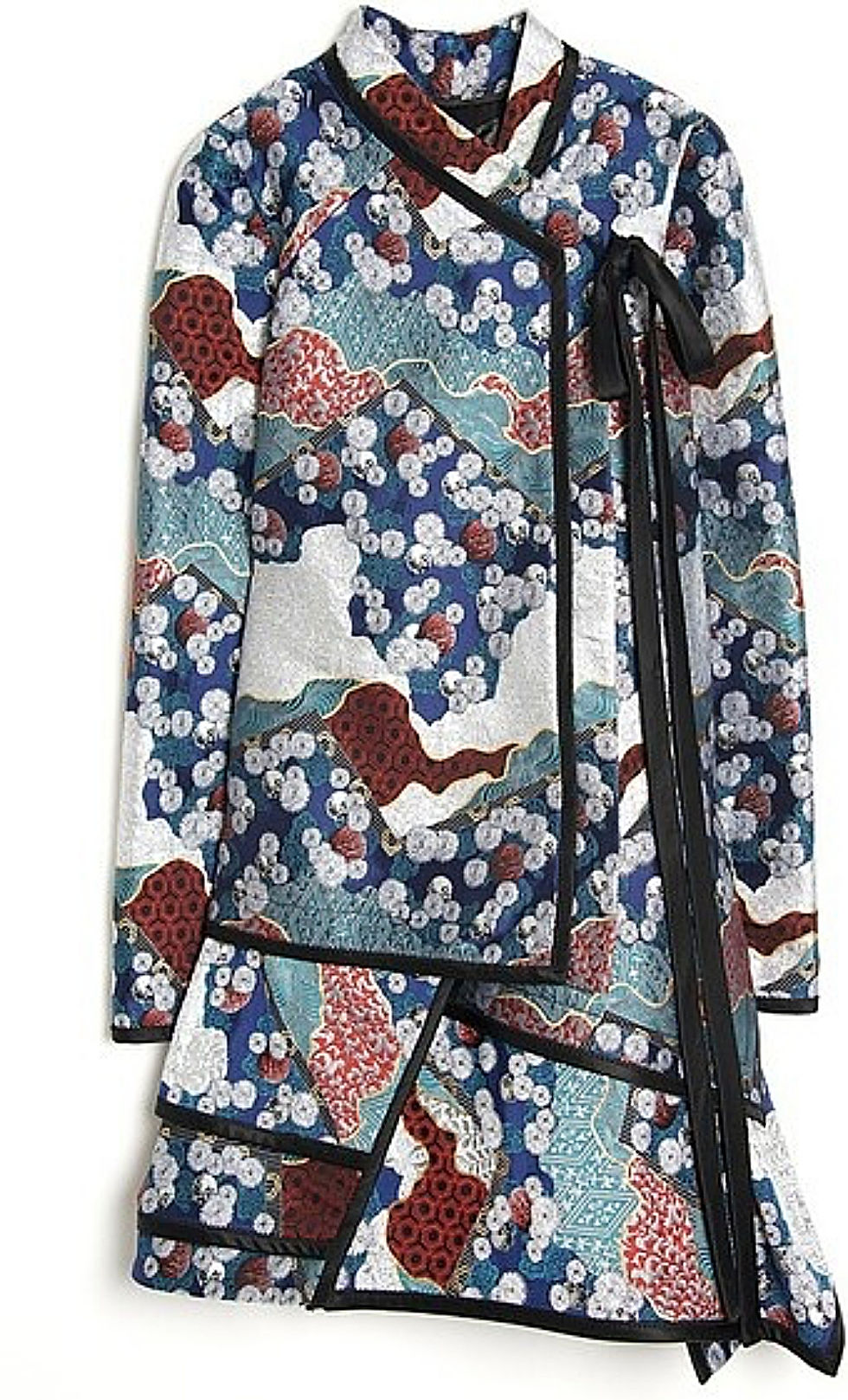 Thumbnail: PROENZA SCHOULER Brocade Asymmetrical Wrap Dress Coat 6 M Multicolor Kimono