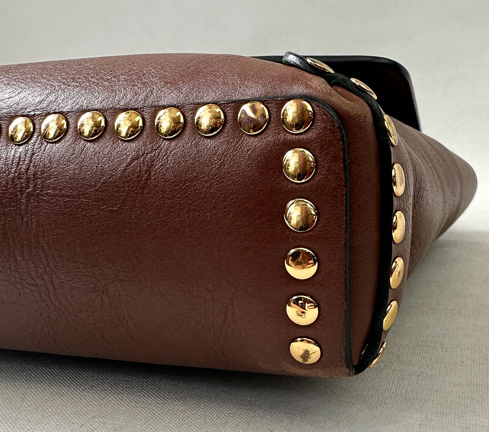 Miniatura: MARNI Brown Leather Gold Stud Trunk Flap Bag Crossbody Messenger Bag