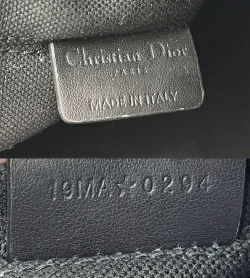 縮圖：DIOR Toujours Canvas Leather Tote Bag Large Black White Monsieur Dior Print