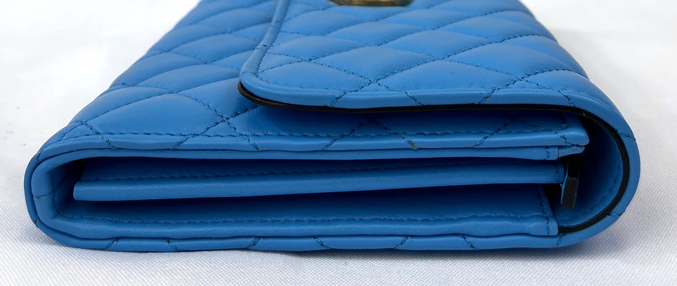 Hình thu nhỏ: VERSACE Blue Medusa Quilted Flap Medium Wallet On Chain Crossbody Bag