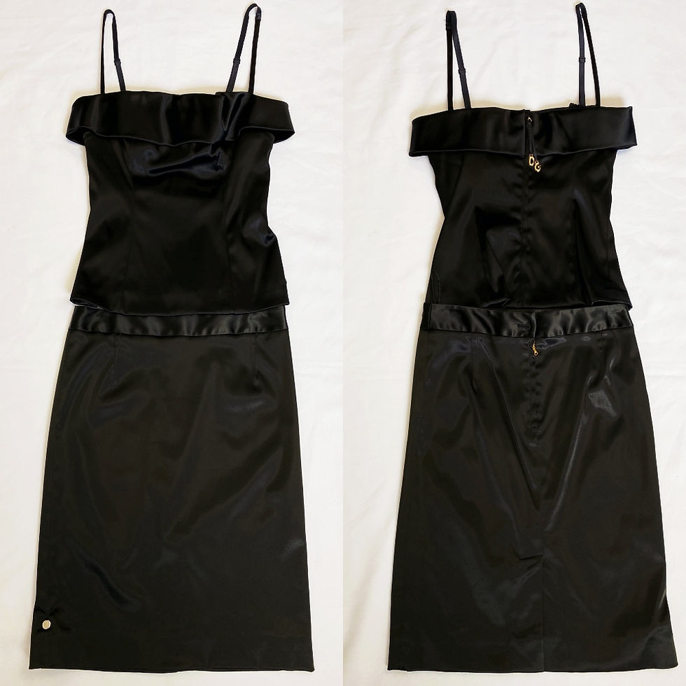 Miniatura: DOLCE & GABBANA 2PC Set Black Satin Corset Top 44 8 US Pencil Skirt 42 6