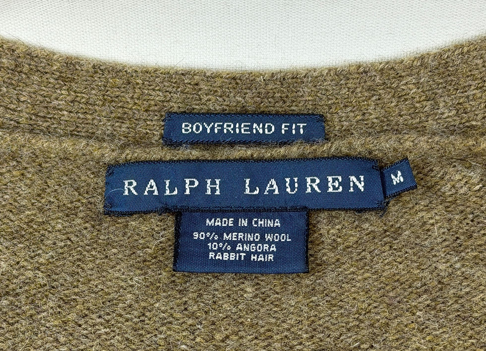 縮圖：RALPH LAUREN Wool Angora Knit Cardigan Medium Olive Green Beaded Motif