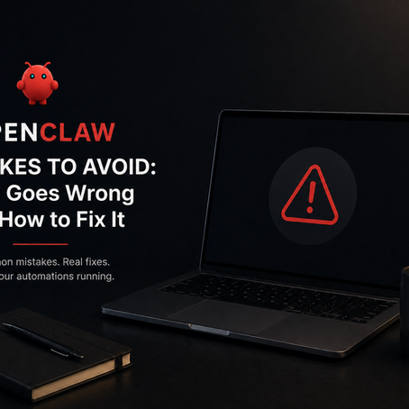 OpenClaw automation workflow displayed on a laptop showing trigger, agent, and action steps in a modern workspace.