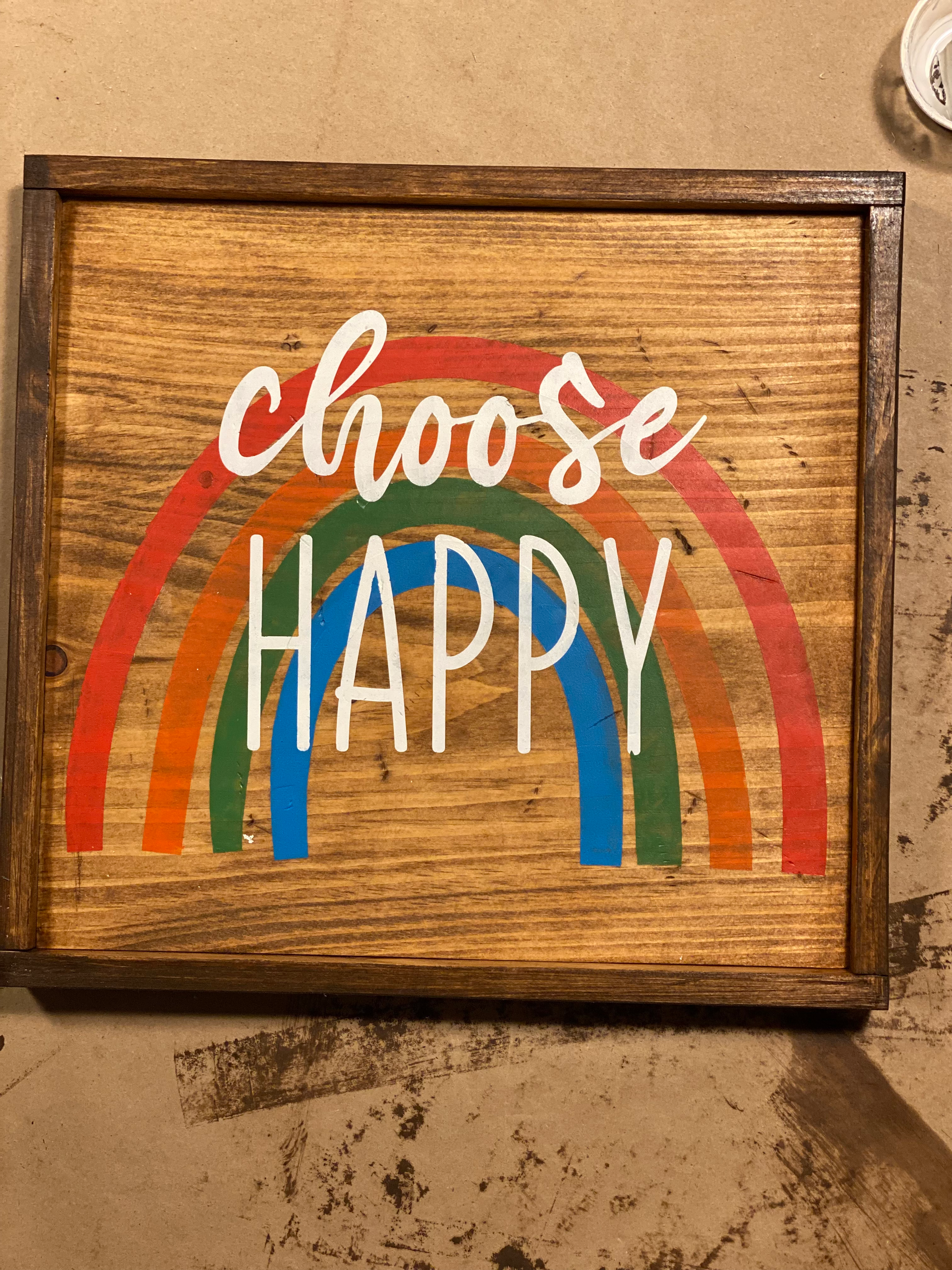 Choose Happy Rainbow 12x12 framed