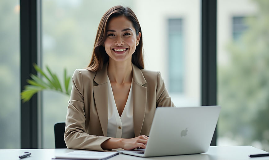 Woman working with a laptop
