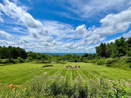 expansive private acreage fire pit and pond