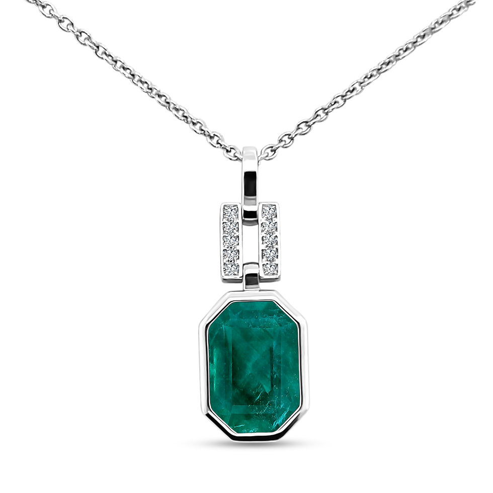 2.72 Cts Colombian Emerald, Crafted in 18K White gold.