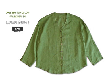 限定色SPRING GREENを使って麻のシャツを染色