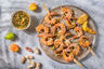 Brochetas de Camarón con Salsa de Cacahuate y Habanero