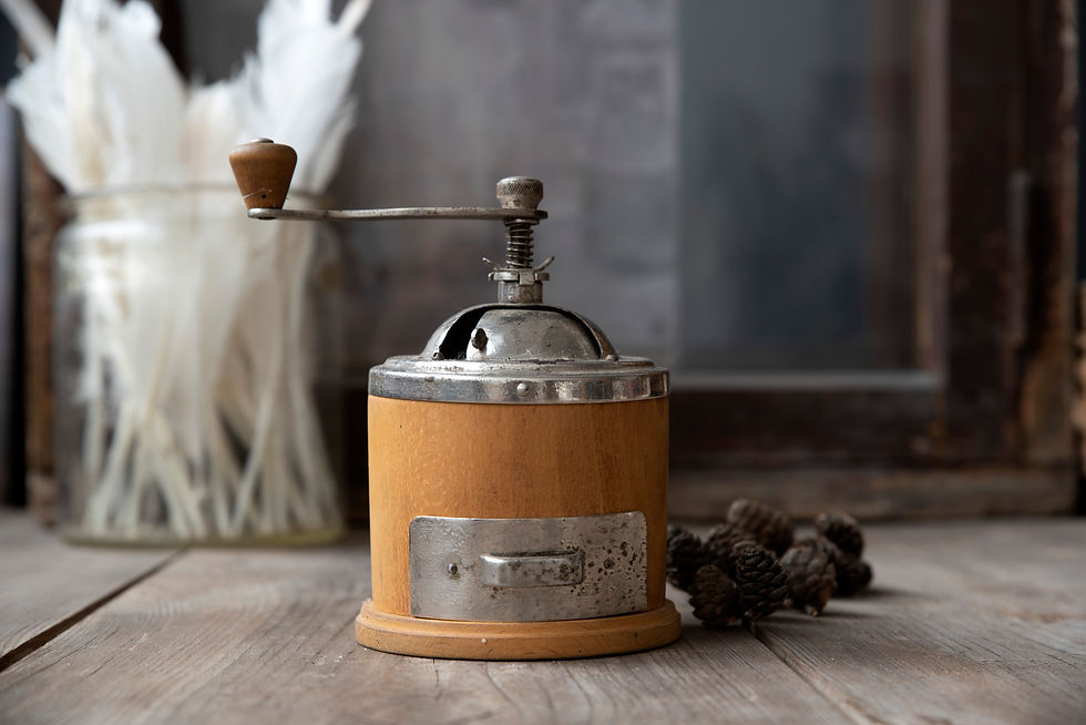 Rustic kitchen coffee mill for fresh ground coffee