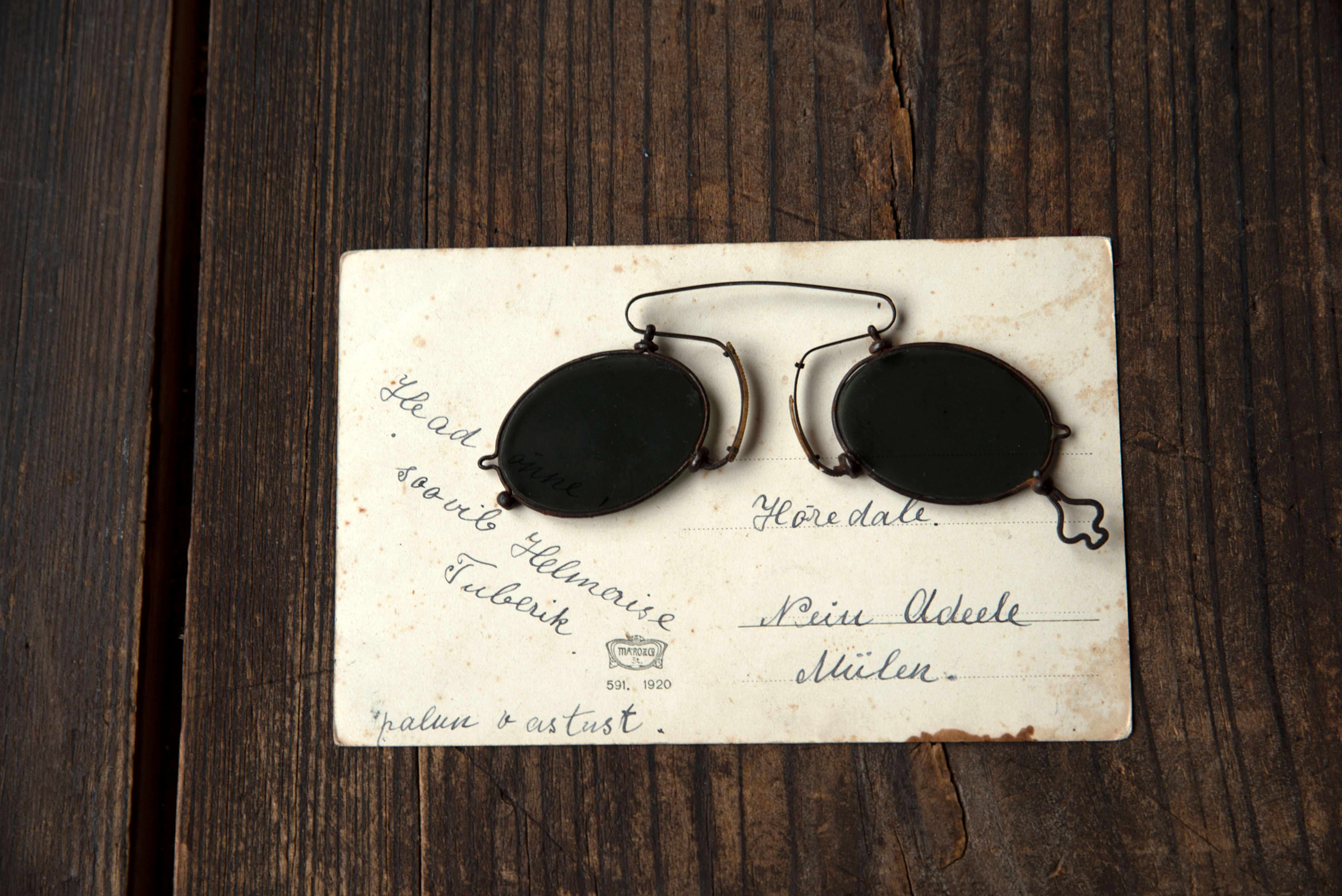 Antique pince-nez sunglasses with dark lenses
