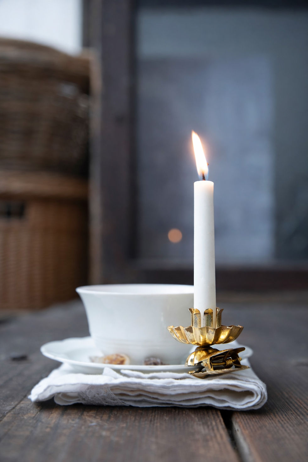 Metal candle clips for taper candles designed for christmas tree branches and scandinavian hygge winter decor