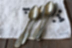Vintage Alpaca spoons in nickel silver with aged surface and patina, rustic table spoons for everyday use