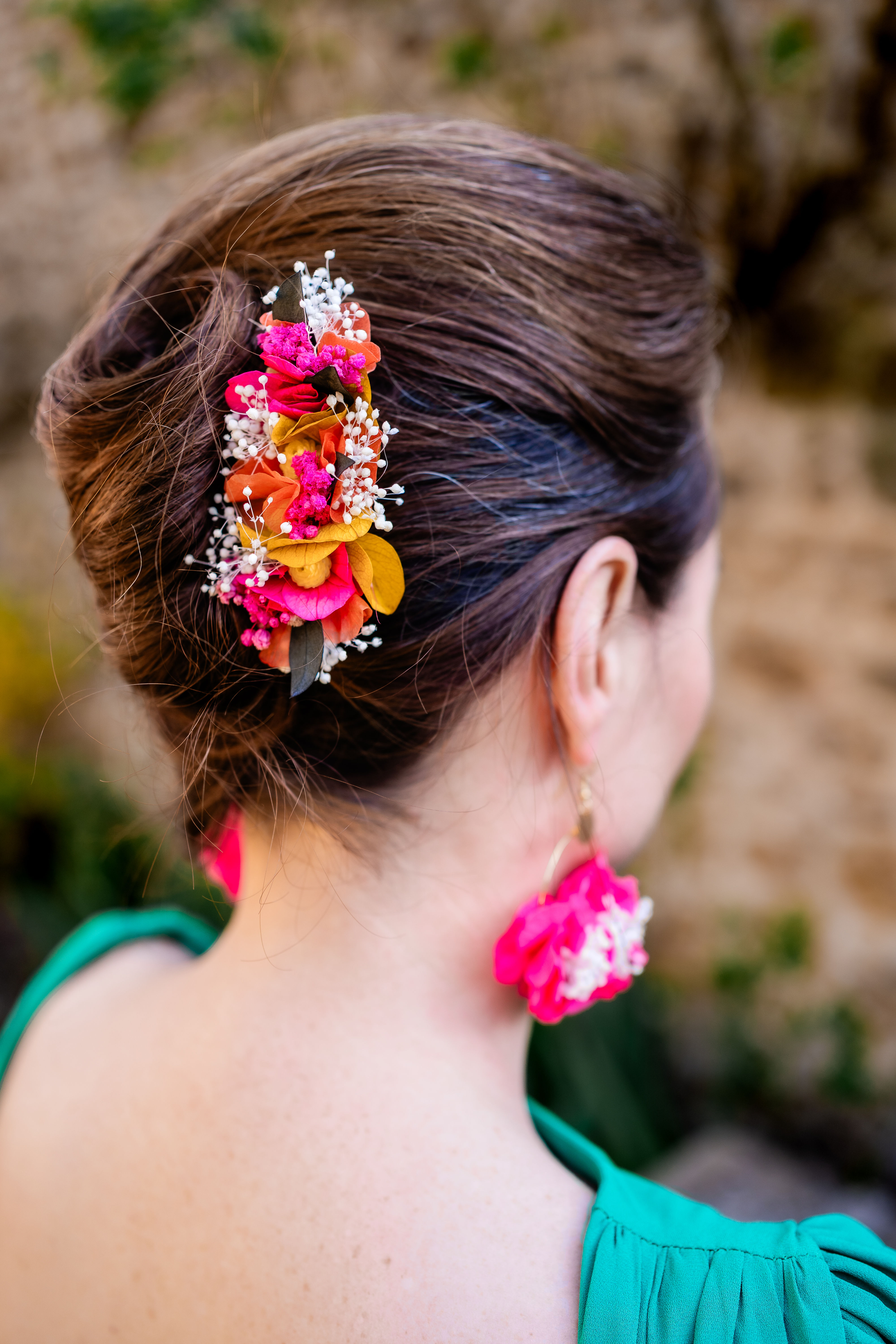 Peigne Peyrun orange, jaune, fuchsia et crème