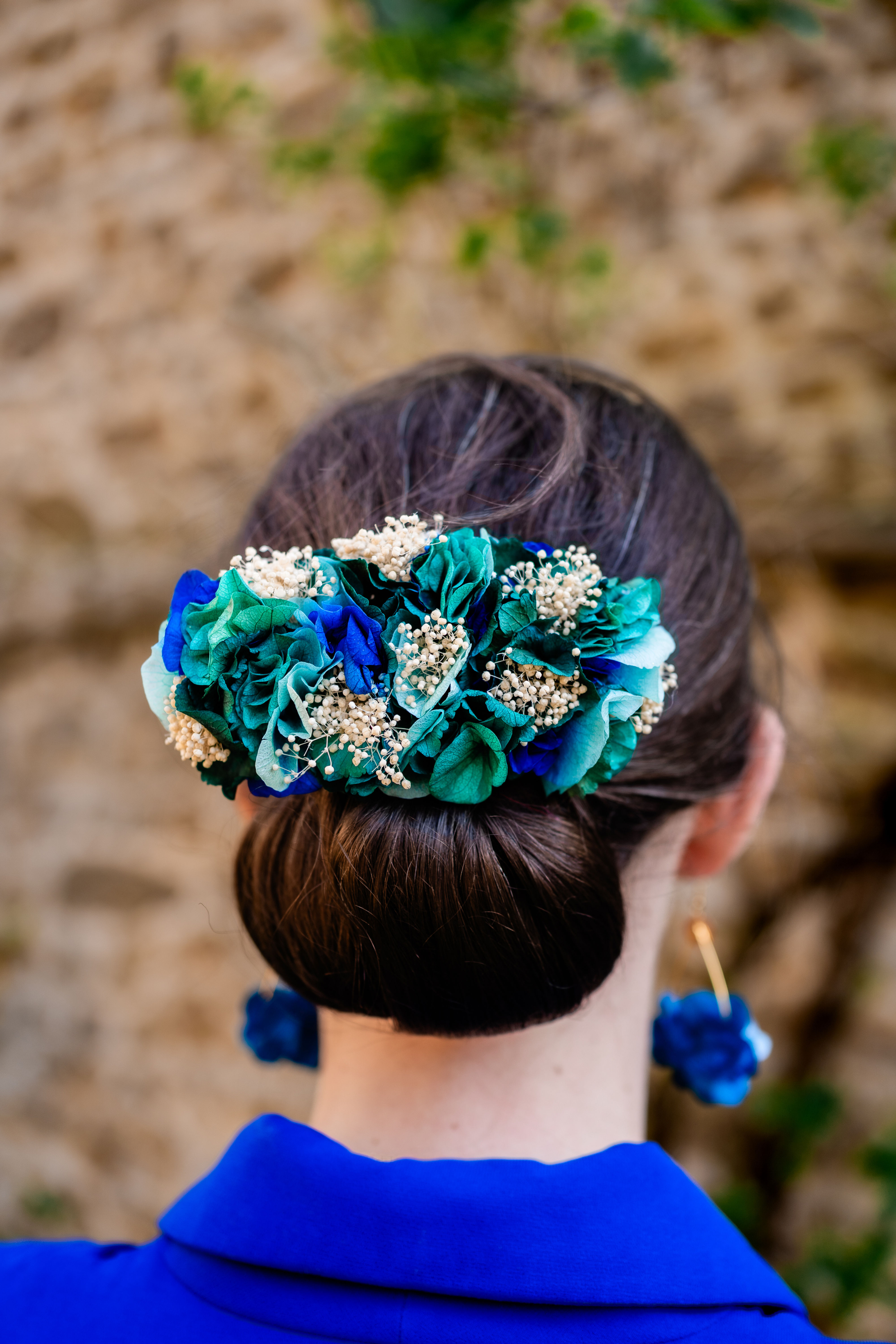 Barrette Ibos vert émeraude, verte, bleue et blanche
