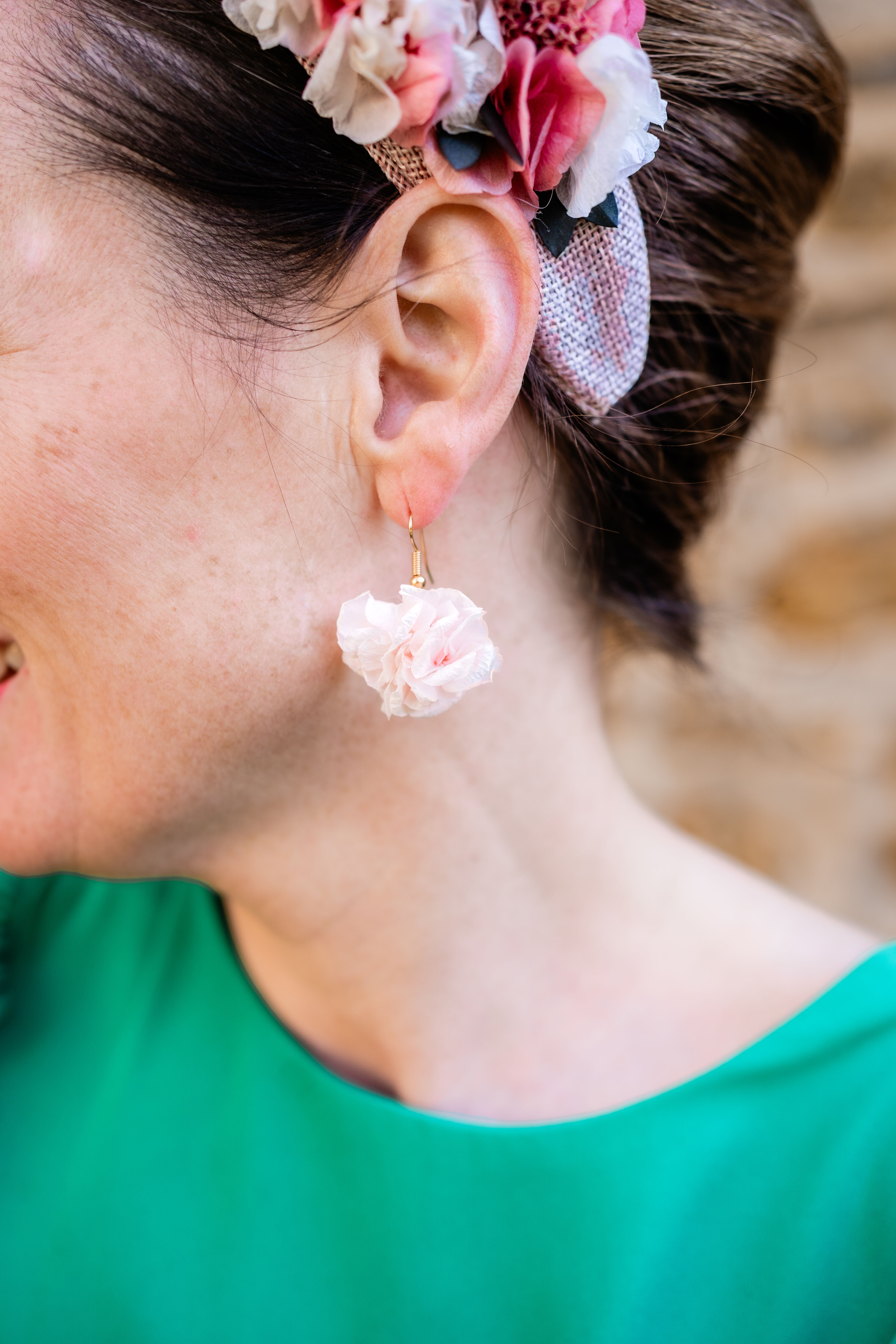 Boucles d'oreilles Carlit rose poudré