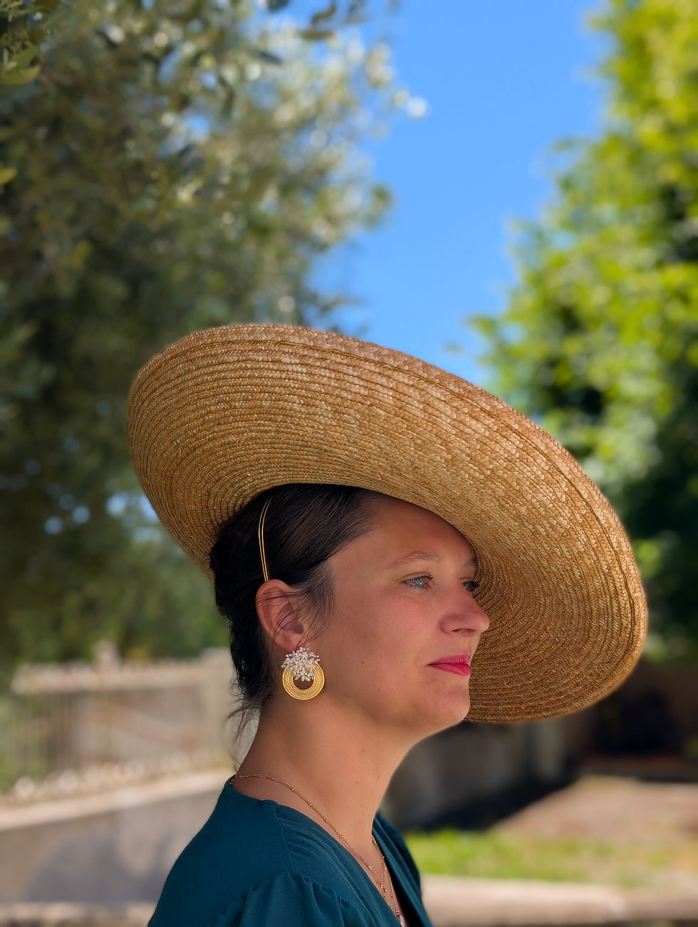 Miniature : Chapeau Montardo naturel aux fleurs oranges, fuchsia, blanches et feuillage