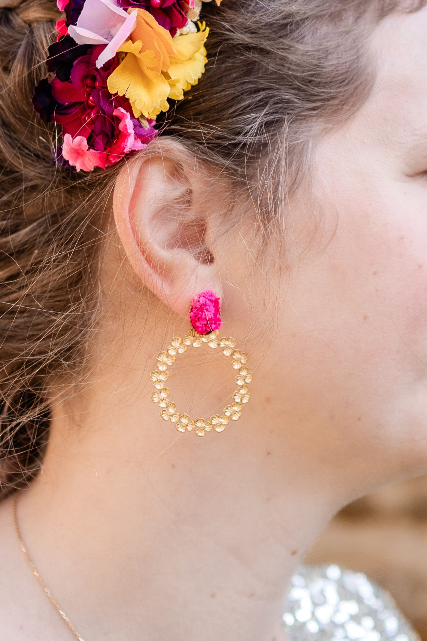 Puces Fleuries fuchsia