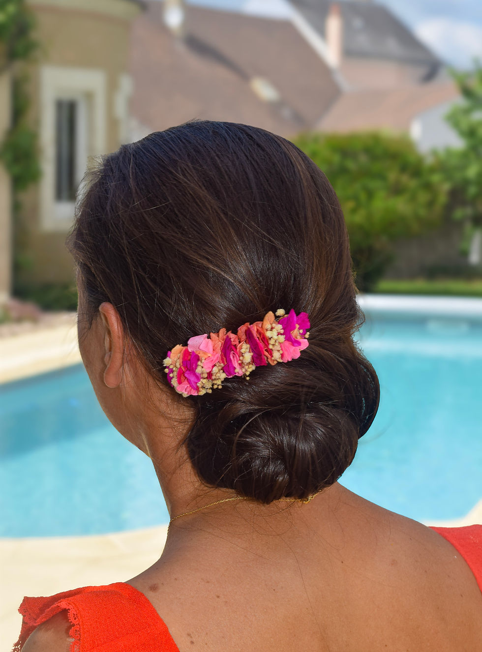 Miniature : Barrette Izaux rose et blanc crème