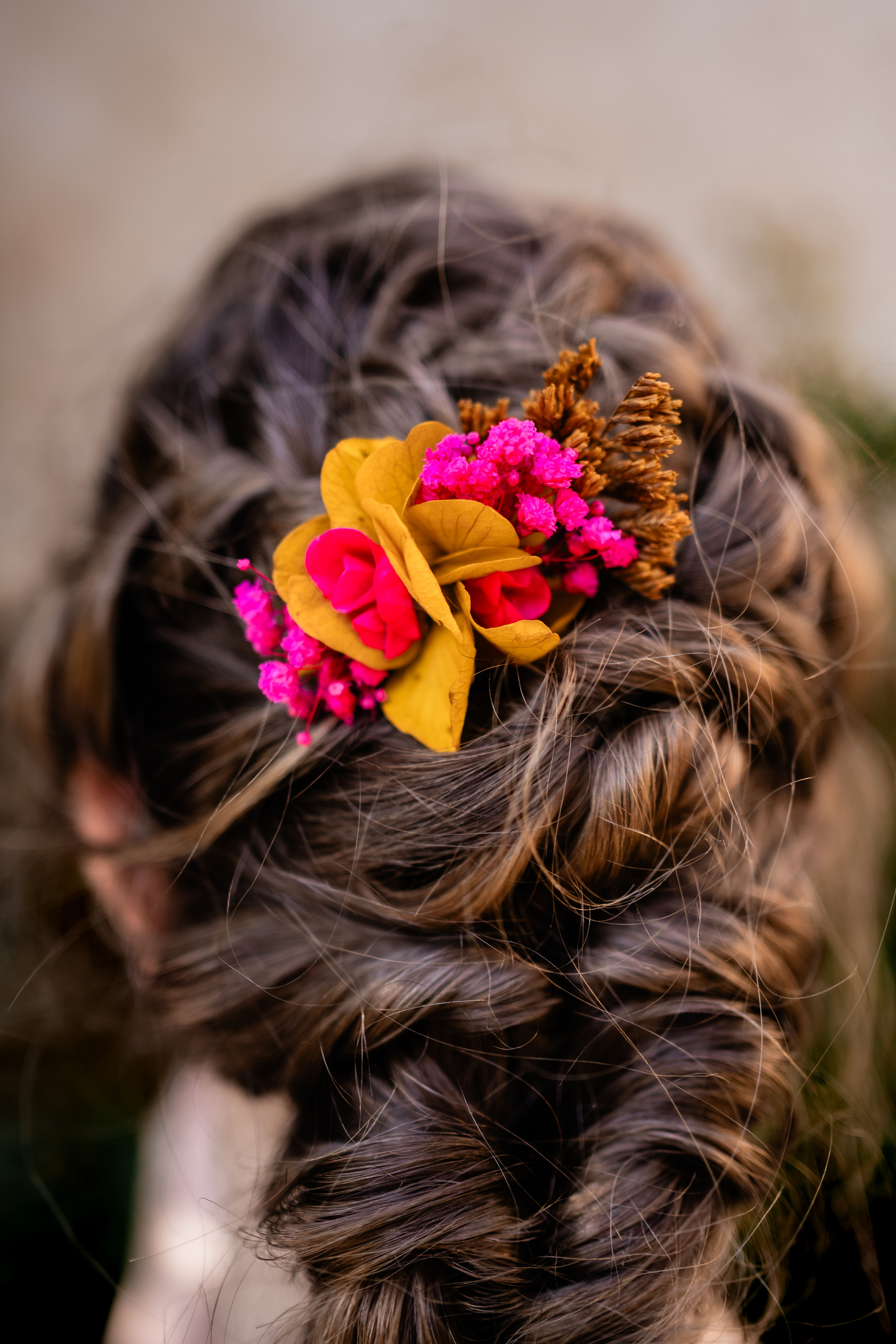 Peigne Petit Peyrun jaune, orange et fuchsia