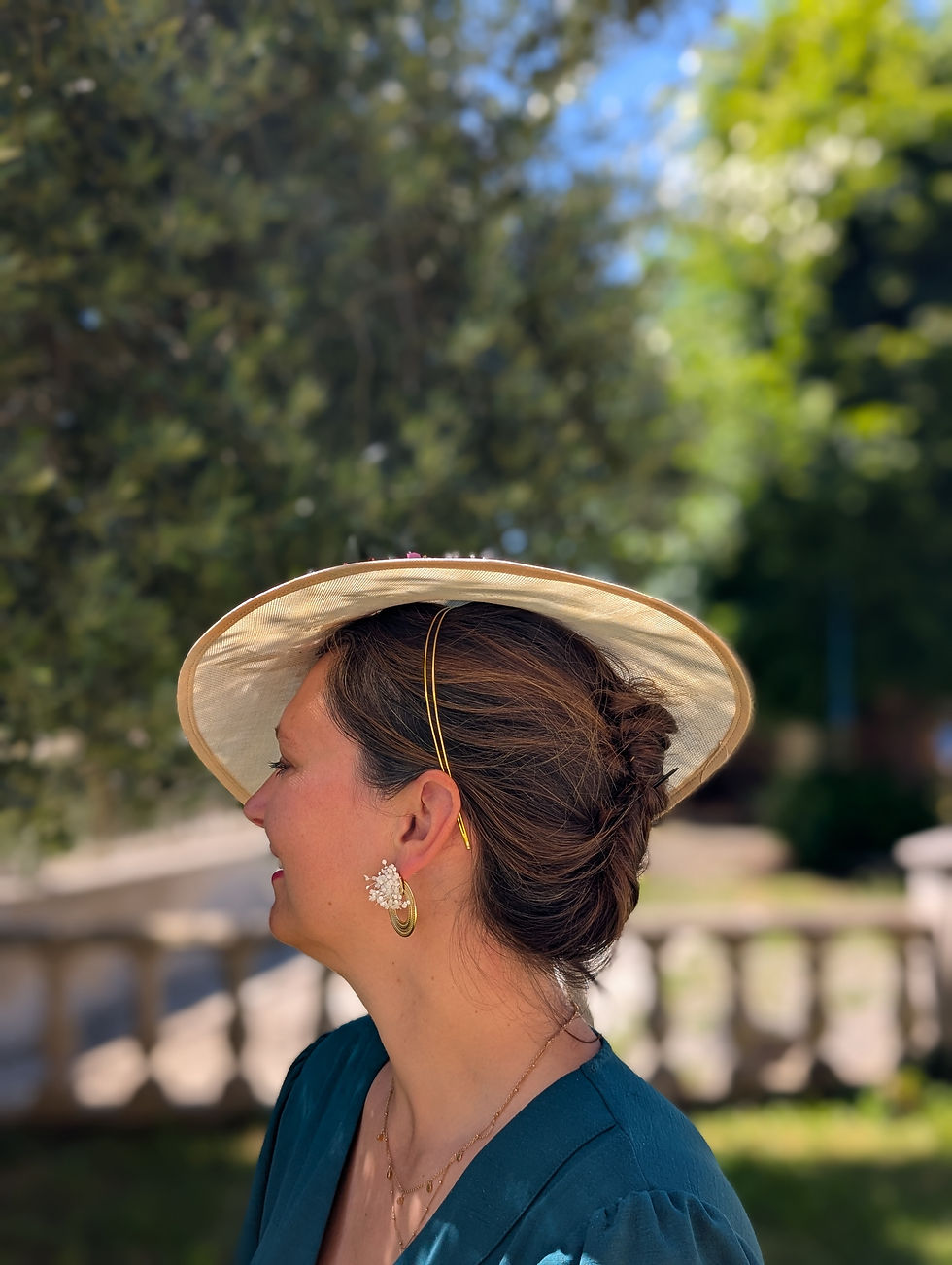Miniature : Chapeau Montaigu naturel aux fleurs colorées
