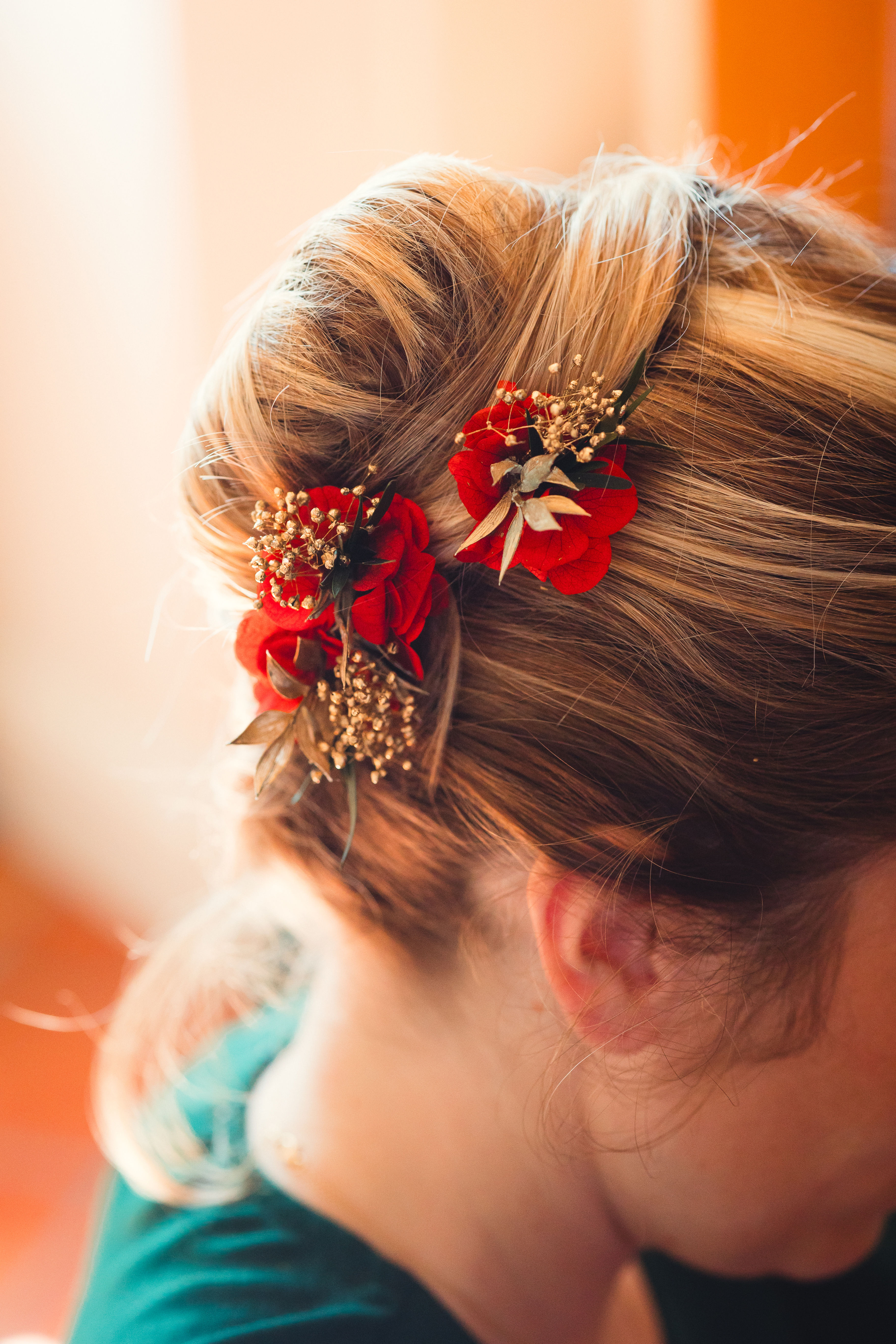 Pics à cheveux rouge, verr et doré 