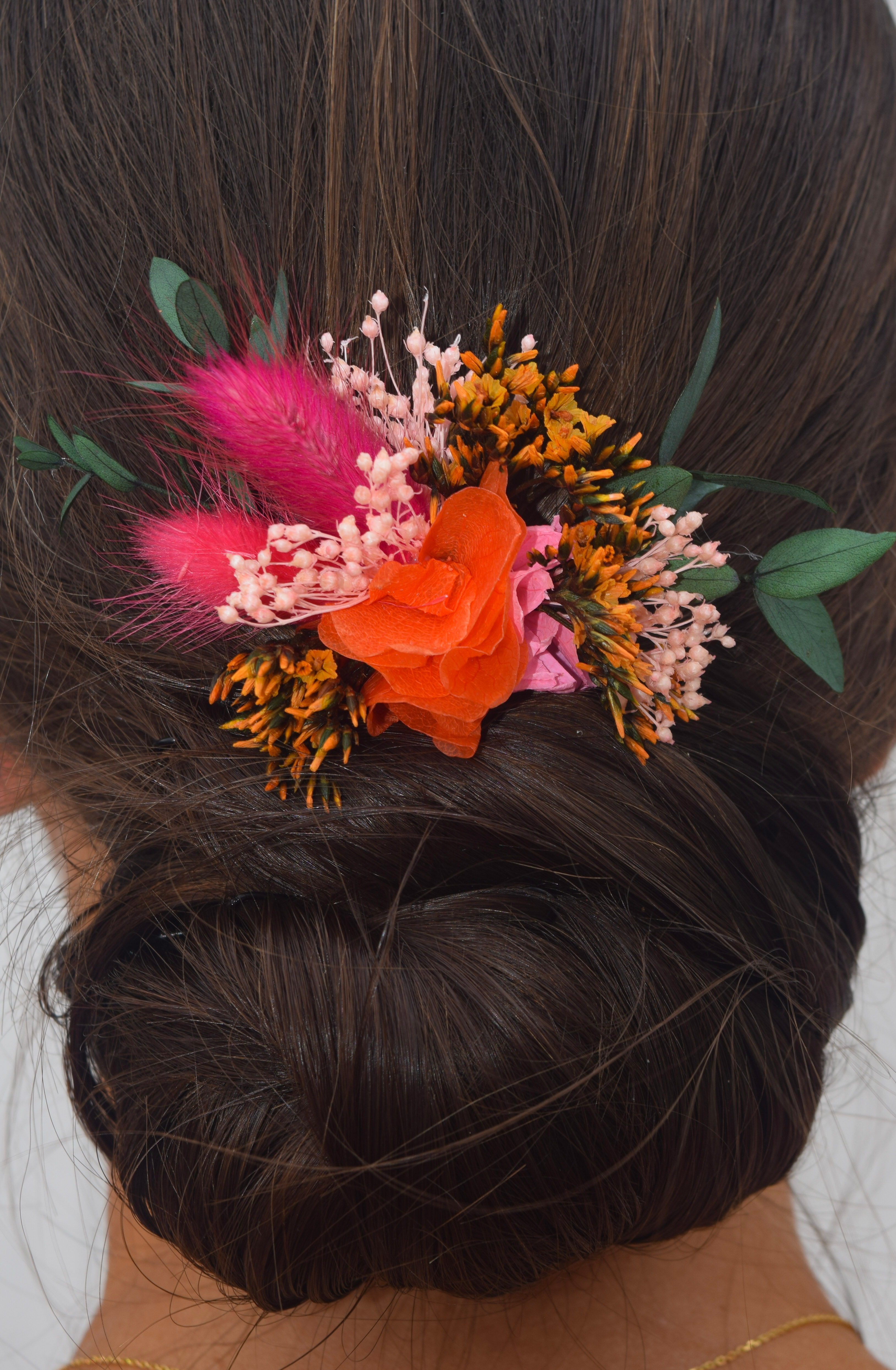 Peigne Petit Peyrun orange, rose, fuchsia et vert