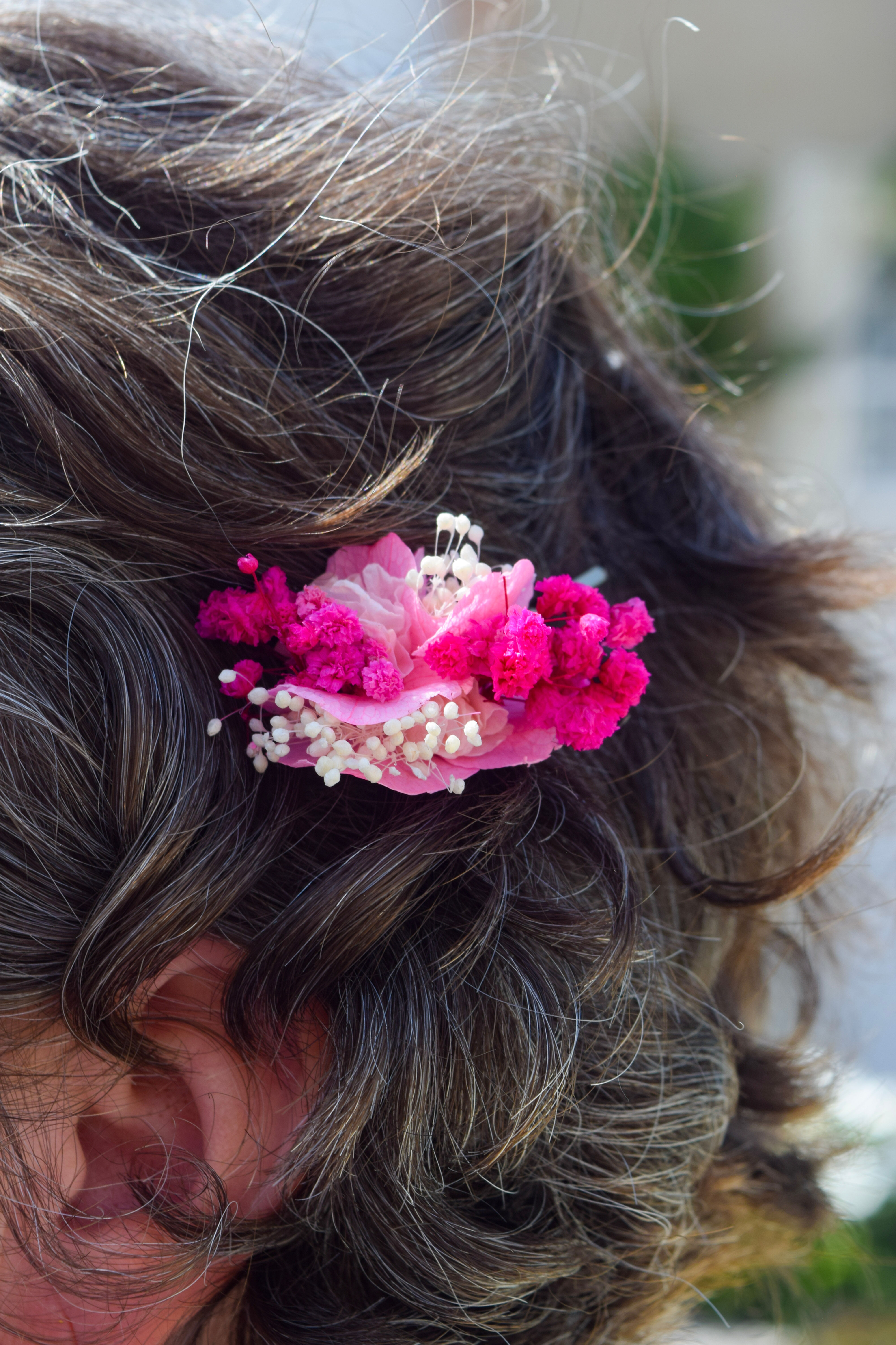 Pince Cheveux Ilheu rose, fuchsia et blanc