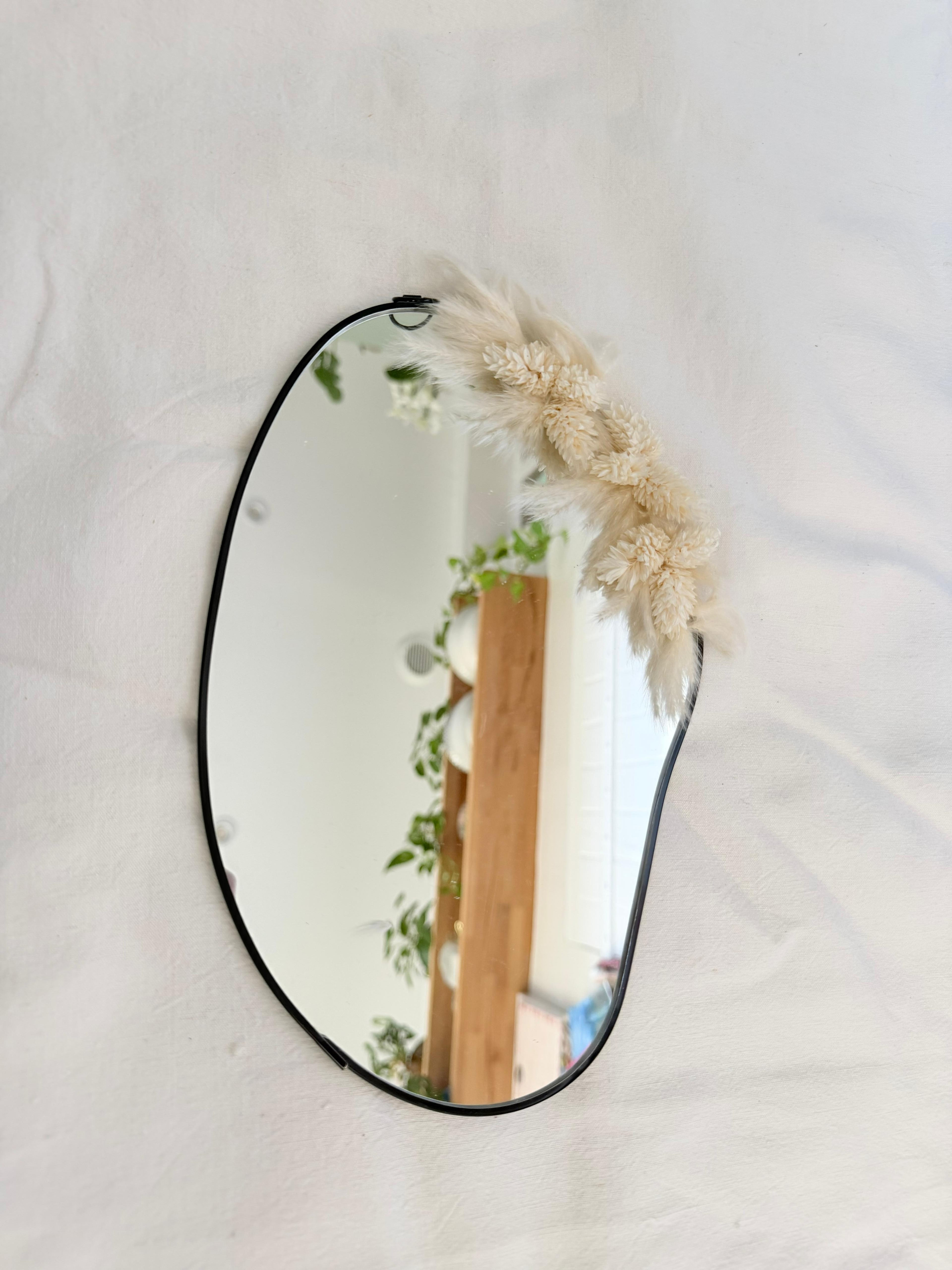 Miroir à suspendre fleurs blanc crème