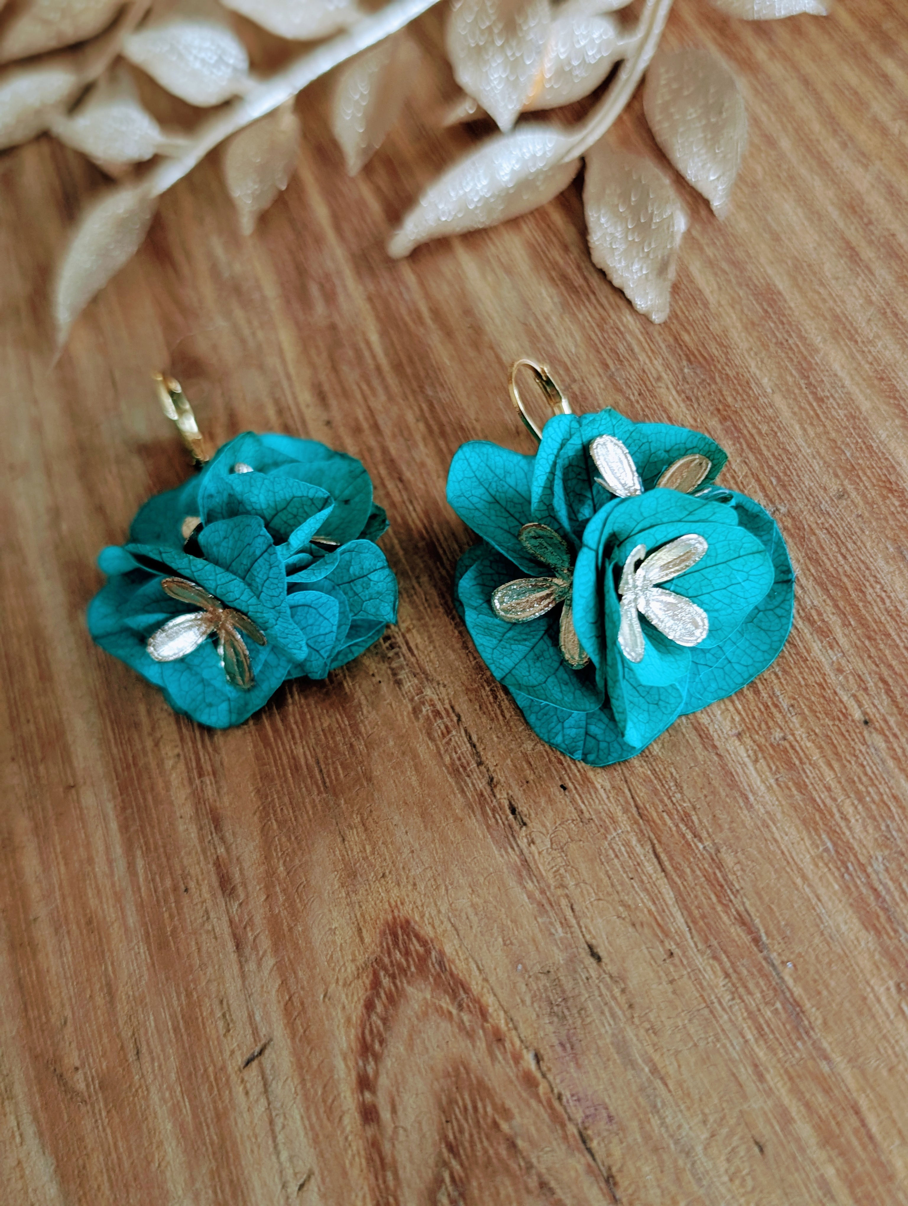 Boucles d'oreilles Carlit vert et doré