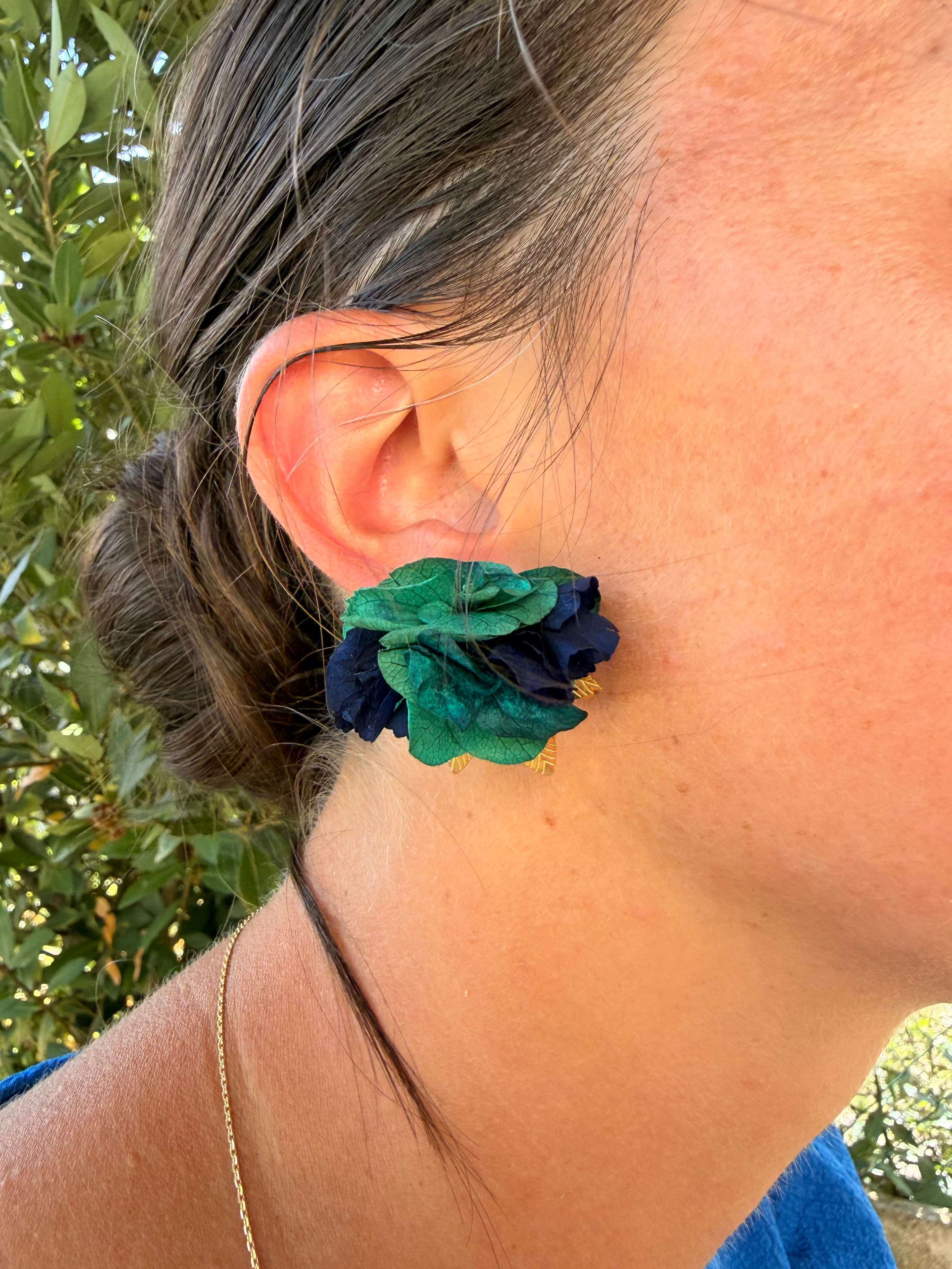 Puces Fleuries bleues et vertes 