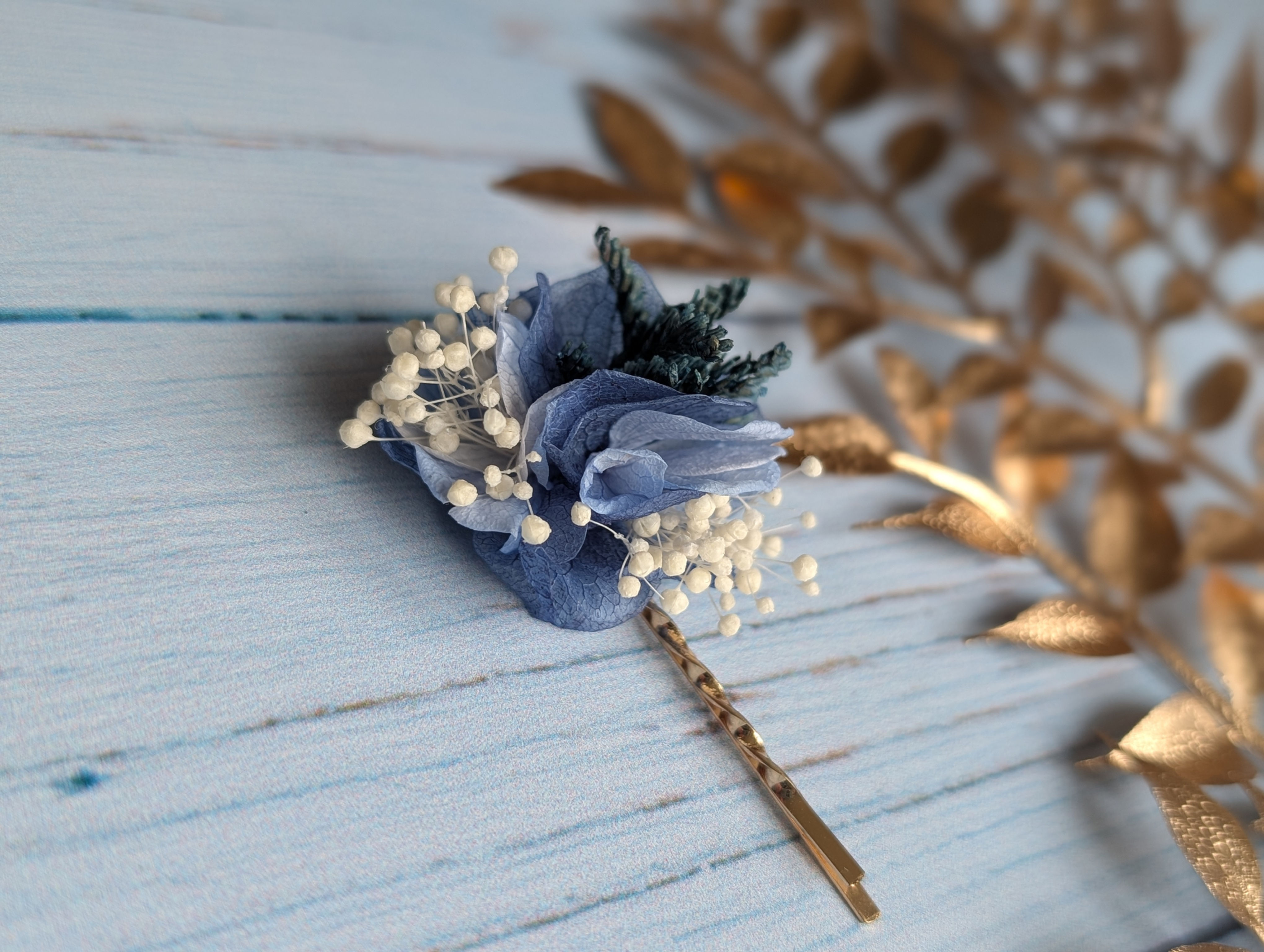 Pince Cheveux Ilheu bleue et crème