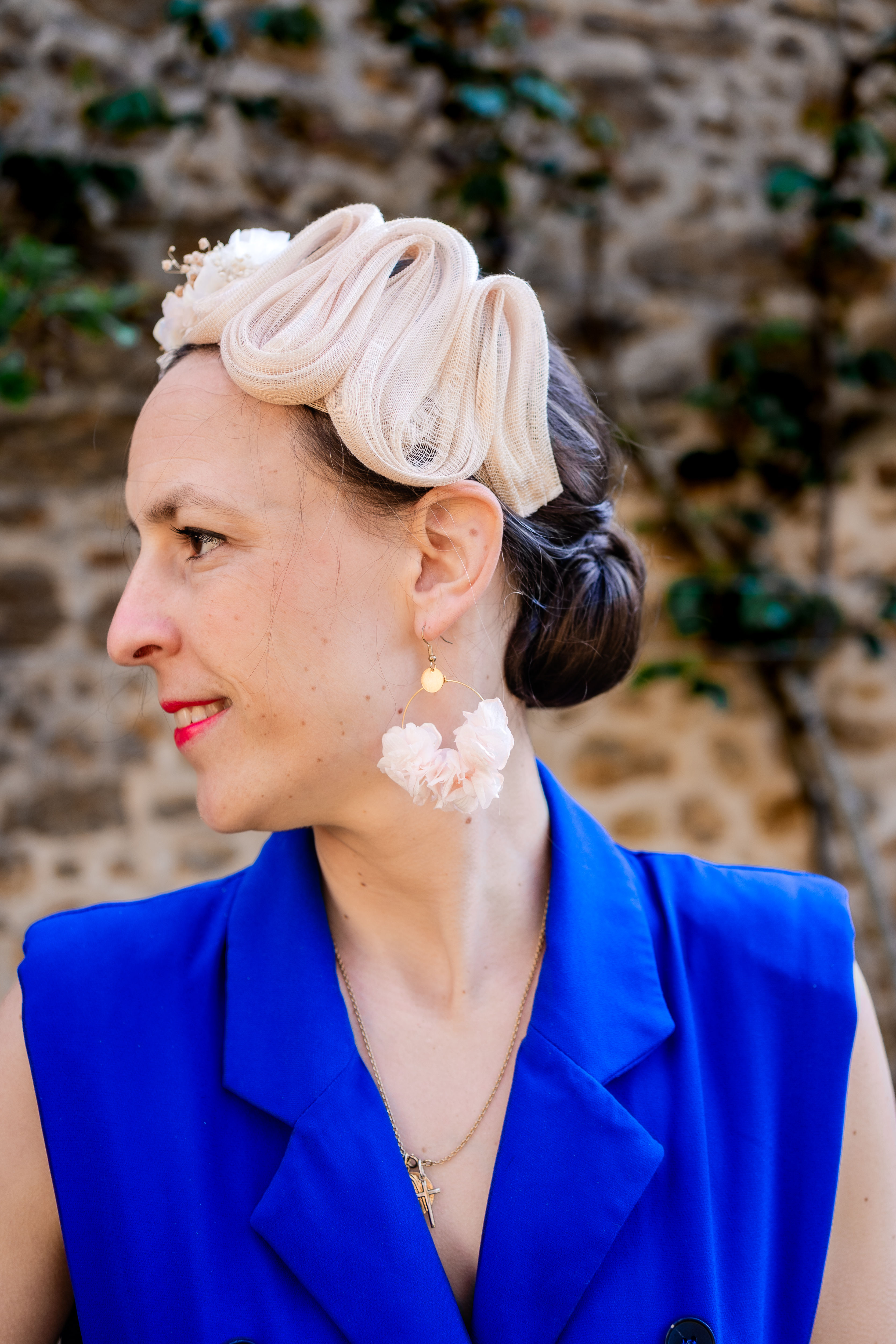 Serre-tête Batchimale naturel aux fleurs crème